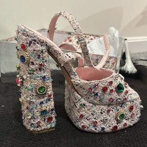 Azalea Wang Chunky jeweled heels!